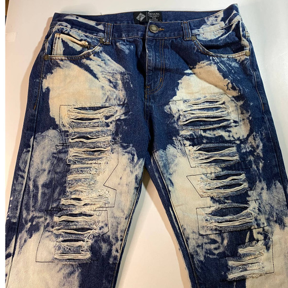 Road Narrows NYC Distressed Bleached Y2K Jeans Men's Size 34 - Picture 4 of 11